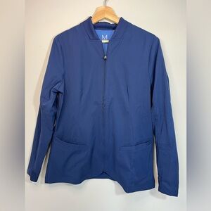 Medelita Kinetic Navy Blue Scrubs Jacket Zip Front Women’s Medium